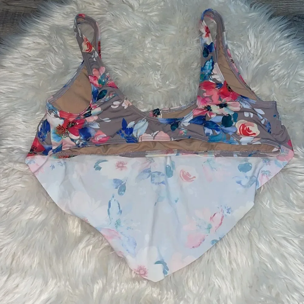 VYB Gray Floral 2 piece swim suit